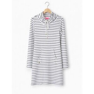 Lilly Pulitzer UPF 50+ Navy Blue Mystic Stripe Popover Stretch Long Sleeve Dress